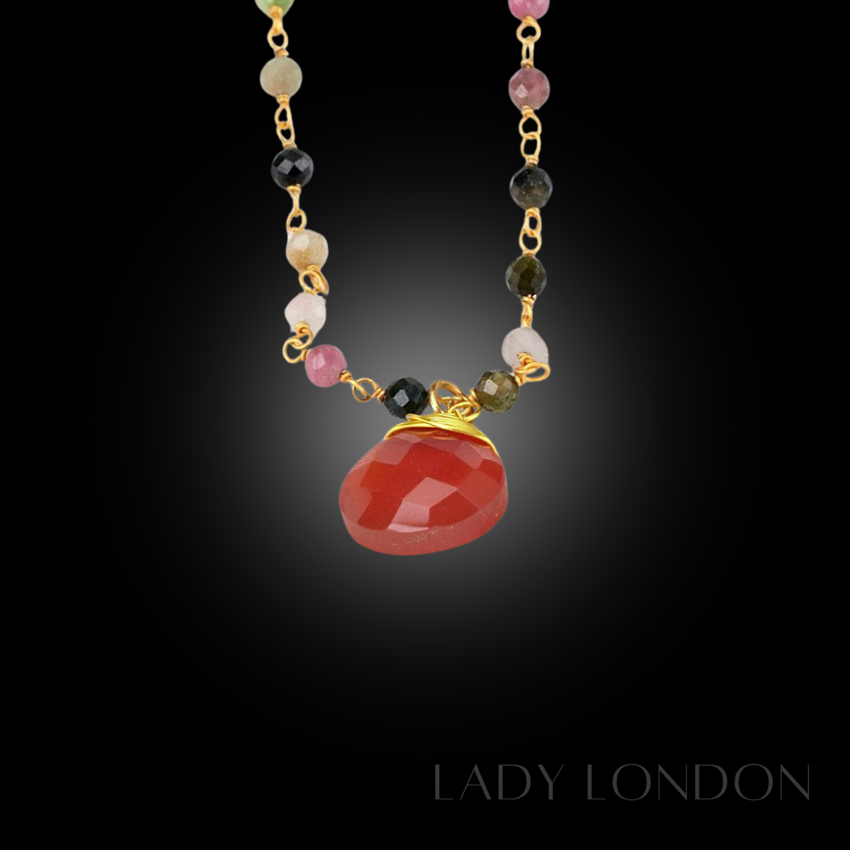 MadamLili Carneool & Toermalijn Edelsteen Drop Armband Goud
