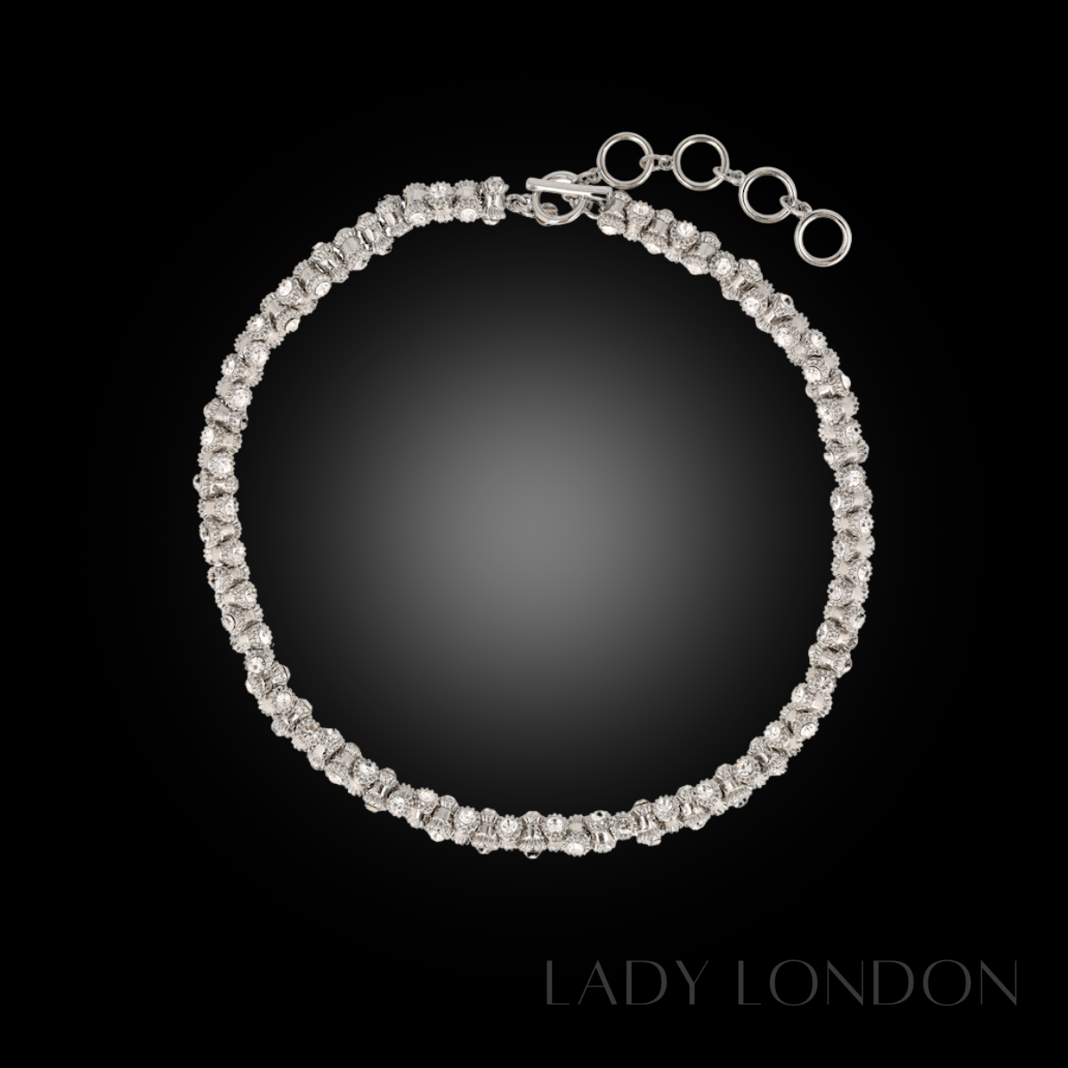 Otazu Vintage Barrel Necklace - Rhodium